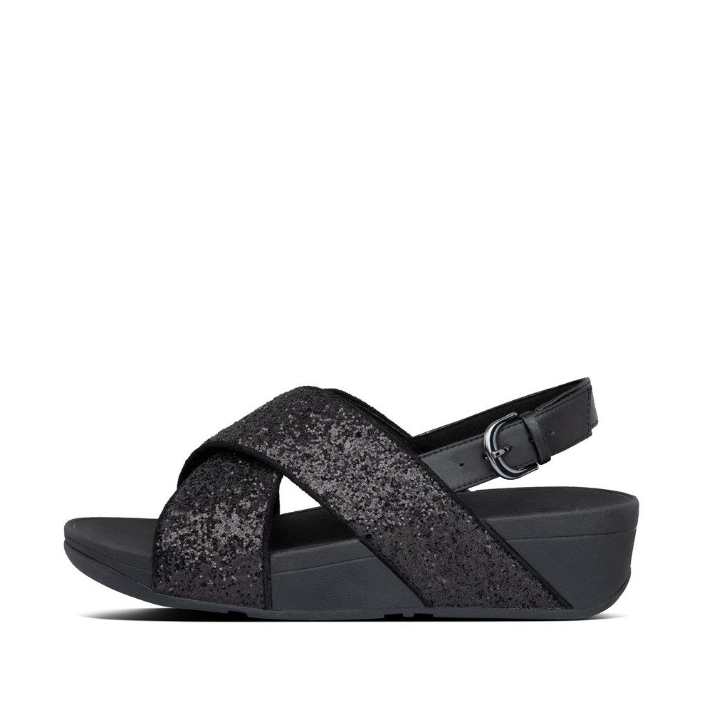 Fitflop Womens Sandals - Lulu Glitter Back-strap - Black - 298-XLPJER